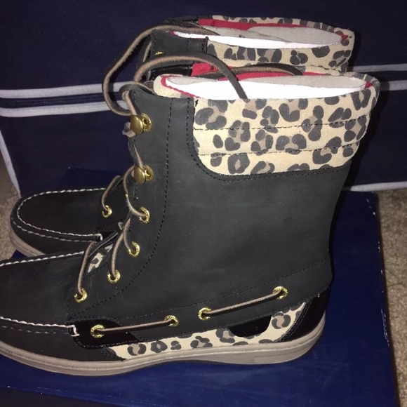 NWB Women’s Sperry Hikerfish Black Leopard 8M. - Picture 3 of 8